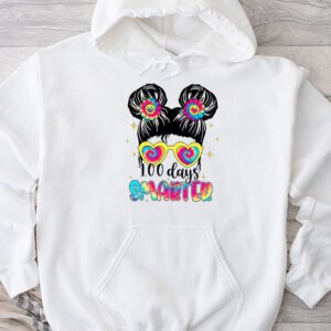 100 Days Smarter Girls Messy Bun Hair 100th Day Of School Hoodie