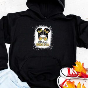 100 Days Smarter Girls Messy Bun Hair 100th Day Of School Hoodie