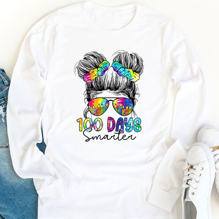 100-Days-Smarter-Girls-Messy-Bun-Hair-100th-Day-Of-School-Longsleeve-Tee-1 100 Days Smarter Girls Messy Bun Hair 100th Day Of School Longsleeve Tee 1 7