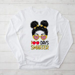 100 Days Smarter Girls Messy Bun Hair 100th Day Of School Longsleeve Tee