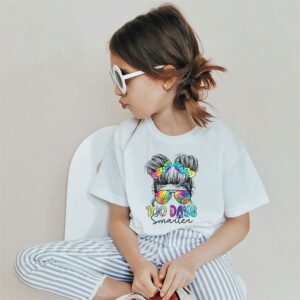 100 Days Smarter Girls Messy Bun Hair 100th Day Of School T Shirt 2 2