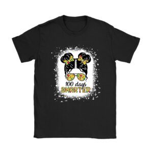 100 Days Smarter Girls Messy Bun Hair 100th Day Of School T-Shirt