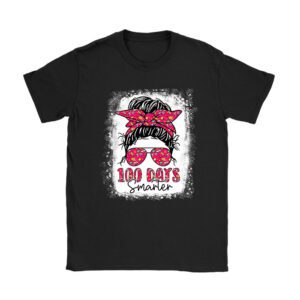 100 Days Smarter Girls Messy Bun Hair 100th Day Of School T-Shirt