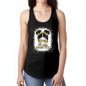 100 Days Smarter Girls Messy Bun Hair 100th Day Of School Tank Top 1 1