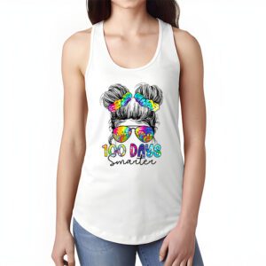 100 Days Smarter Girls Messy Bun Hair 100th Day Of School Tank Top 1 2