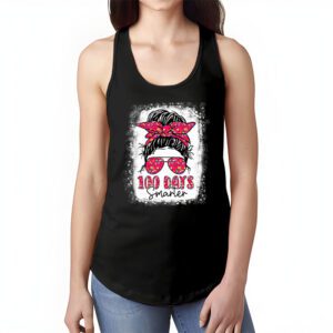 100 Days Smarter Girls Messy Bun Hair 100th Day Of School Tank Top 1