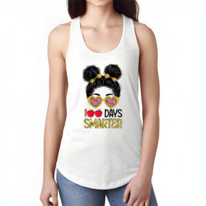 100 Days Smarter Girls Messy Bun Hair 100th Day Of School Tank Top 1 4
