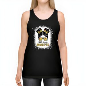 100 Days Smarter Girls Messy Bun Hair 100th Day Of School Tank Top 2 1