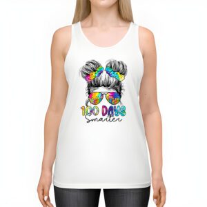 100 Days Smarter Girls Messy Bun Hair 100th Day Of School Tank Top 2 2