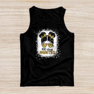 100 Days Smarter Girls Messy Bun Hair 100th Day Of School Tank Top