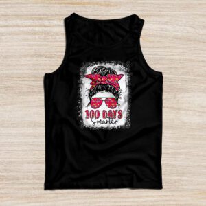 100 Days Smarter Girls Messy Bun Hair 100th Day Of School Tank Top