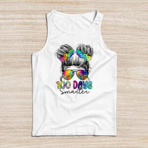 100 Days Smarter Girls Messy Bun Hair 100th Day Of School Tank Top