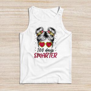 100 Days Smarter Girls Messy Bun Hair 100th Day Of School Tank Top