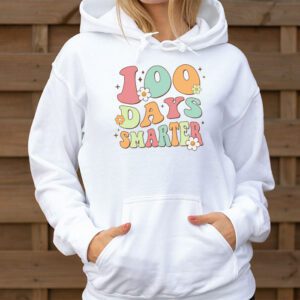 100 Days Smarter Happy 100th Day Of School Groovy Boy Girl Hoodie 1