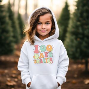 100 Days Smarter Happy 100th Day Of School Groovy Boy Girl Hoodie 2