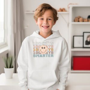 100 Days Smarter Happy 100th Day Of School Groovy Boy Girl Hoodie 3 1