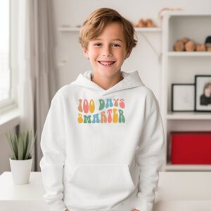 100 Days Smarter Happy 100th Day Of School Groovy Boy Girl Hoodie 3 3