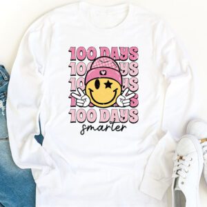 100 Days Smarter Happy 100th Day Of School Groovy Boy Girl Longsleeve Tee 1 5