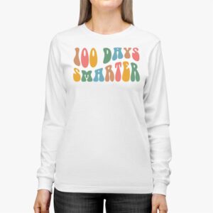 100 Days Smarter Happy 100th Day Of School Groovy Boy Girl Longsleeve Tee 2 3