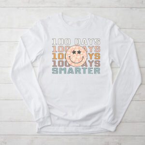 100 Days Smarter Happy 100th Day Of School Groovy Boy Girl Longsleeve Tee