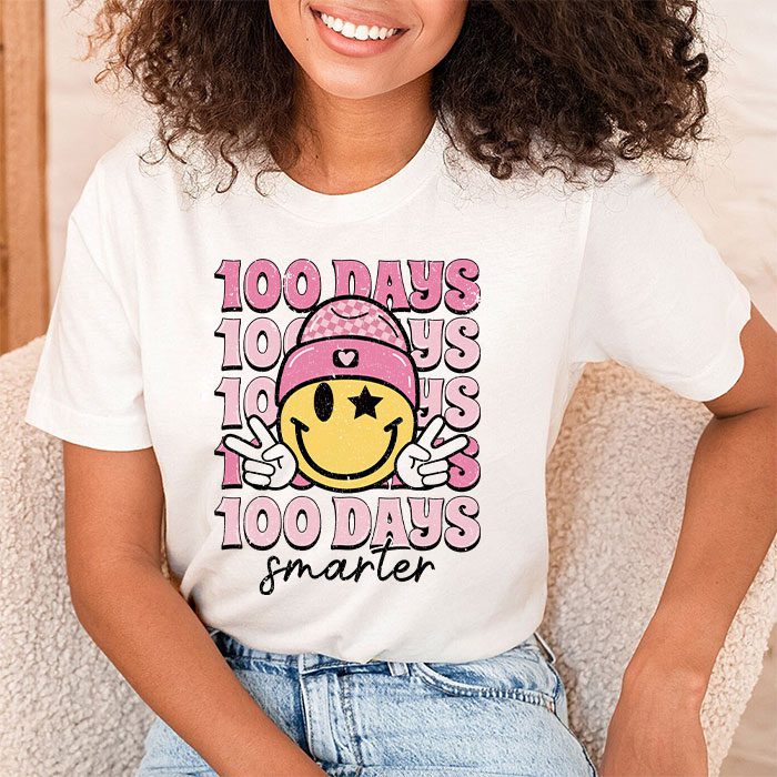 100 Days Smarter Happy 100th Day Of School Groovy Boy Girl T Shirt 1 5