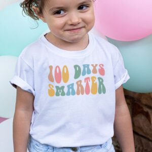 100 Days Smarter Happy 100th Day Of School Groovy Boy Girl T Shirt 2 3