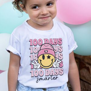 100 Days Smarter Happy 100th Day Of School Groovy Boy Girl T Shirt 2 5