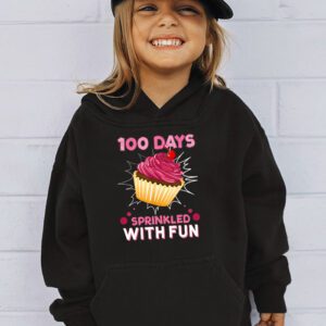 100 Days Sprinkled With Fun Cupcake 100th Day Of School Girl Hoodie 2 1