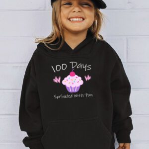 100 Days Sprinkled With Fun Cupcake 100th Day Of School Girl Hoodie 2 2