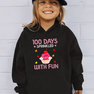 100 Days Sprinkled With Fun Cupcake 100th Day Of School Girl Hoodie 2