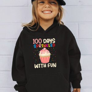 100 Days Sprinkled With Fun Cupcake 100th Day Of School Girl Hoodie 2 4