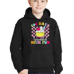 100 Days Sprinkled With Fun Cupcake 100th Day Of School Girl Hoodie 2 5