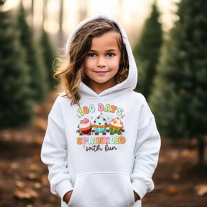 100 Days Sprinkled With Fun Cupcake 100th Day Of School Girl Hoodie 2 6