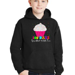 100 Days Sprinkled With Fun Cupcake 100th Day Of School Girl Hoodie 2 7