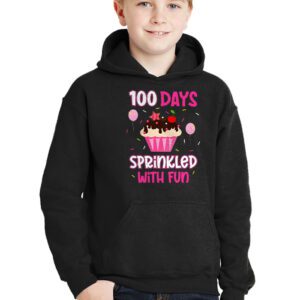 100 Days Sprinkled With Fun Cupcake 100th Day Of School Girl Hoodie 2 8