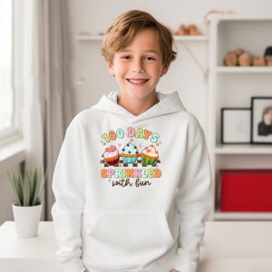 100 Days Sprinkled With Fun Cupcake 100th Day Of School Girl Hoodie 3 6