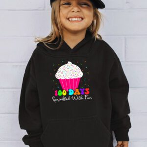 100 Days Sprinkled With Fun Cupcake 100th Day Of School Girl Hoodie 3 7
