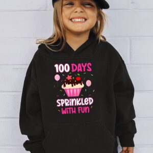 100 Days Sprinkled With Fun Cupcake 100th Day Of School Girl Hoodie 3 8