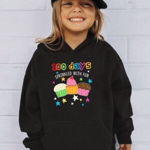 100 Days Sprinkled With Fun Cupcake 100th Day Of School Girl Hoodie 3 9