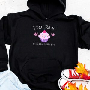 100 Days Sprinkled With Fun Cupcake 100th Day Of School Girl Hoodie