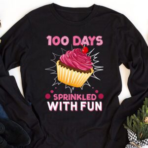 100 Days Sprinkled With Fun Cupcake 100th Day Of School Girl Longsleeve Tee 1 1