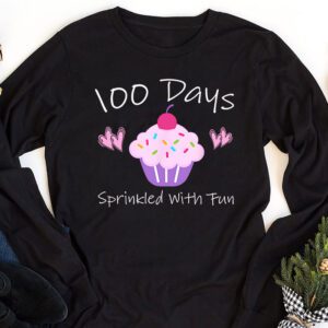 100 Days Sprinkled With Fun Cupcake 100th Day Of School Girl Longsleeve Tee 1 2