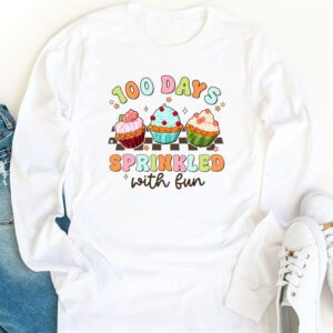 100 Days Sprinkled With Fun Cupcake 100th Day Of School Girl Longsleeve Tee 1 6