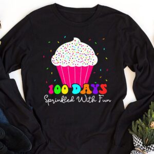 100 Days Sprinkled With Fun Cupcake 100th Day Of School Girl Longsleeve Tee 1 7