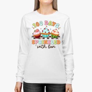 100 Days Sprinkled With Fun Cupcake 100th Day Of School Girl Longsleeve Tee 2 6