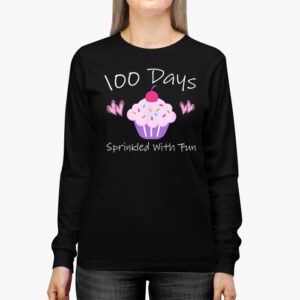 100 Days Sprinkled With Fun Cupcake 100th Day Of School Girl Longsleeve Tee 3 2