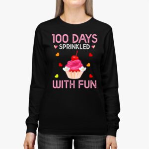 100 Days Sprinkled With Fun Cupcake 100th Day Of School Girl Longsleeve Tee 3