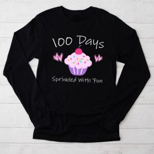 100 Days Sprinkled With Fun Cupcake 100th Day Of School Girl Longsleeve Tee