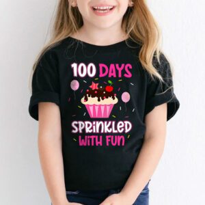 100 Days Sprinkled With Fun Cupcake 100th Day Of School Girl T Shirt 2 3