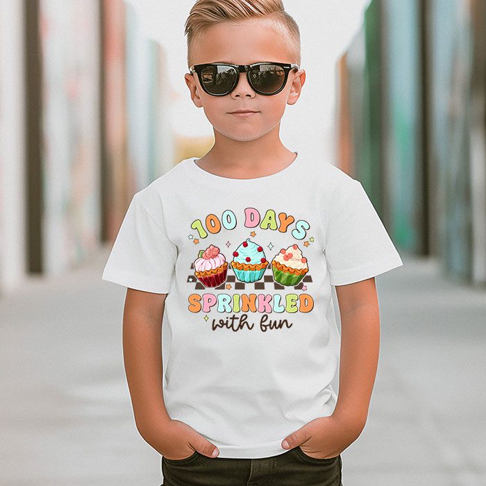 100 Days Sprinkled With Fun Cupcake 100th Day Of School Girl T Shirt 3 1